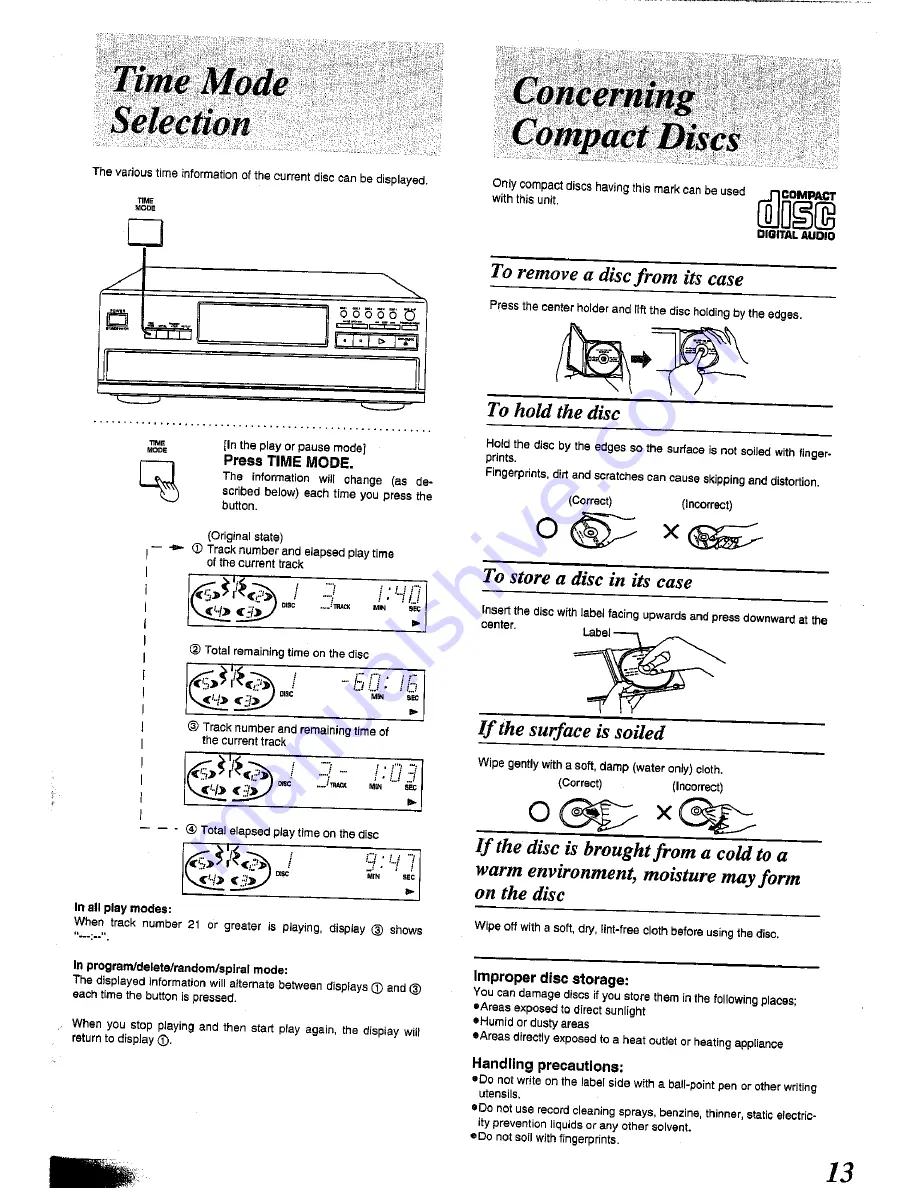 Technics SL-PD1348 Operating Instructions Manual Download Page 13