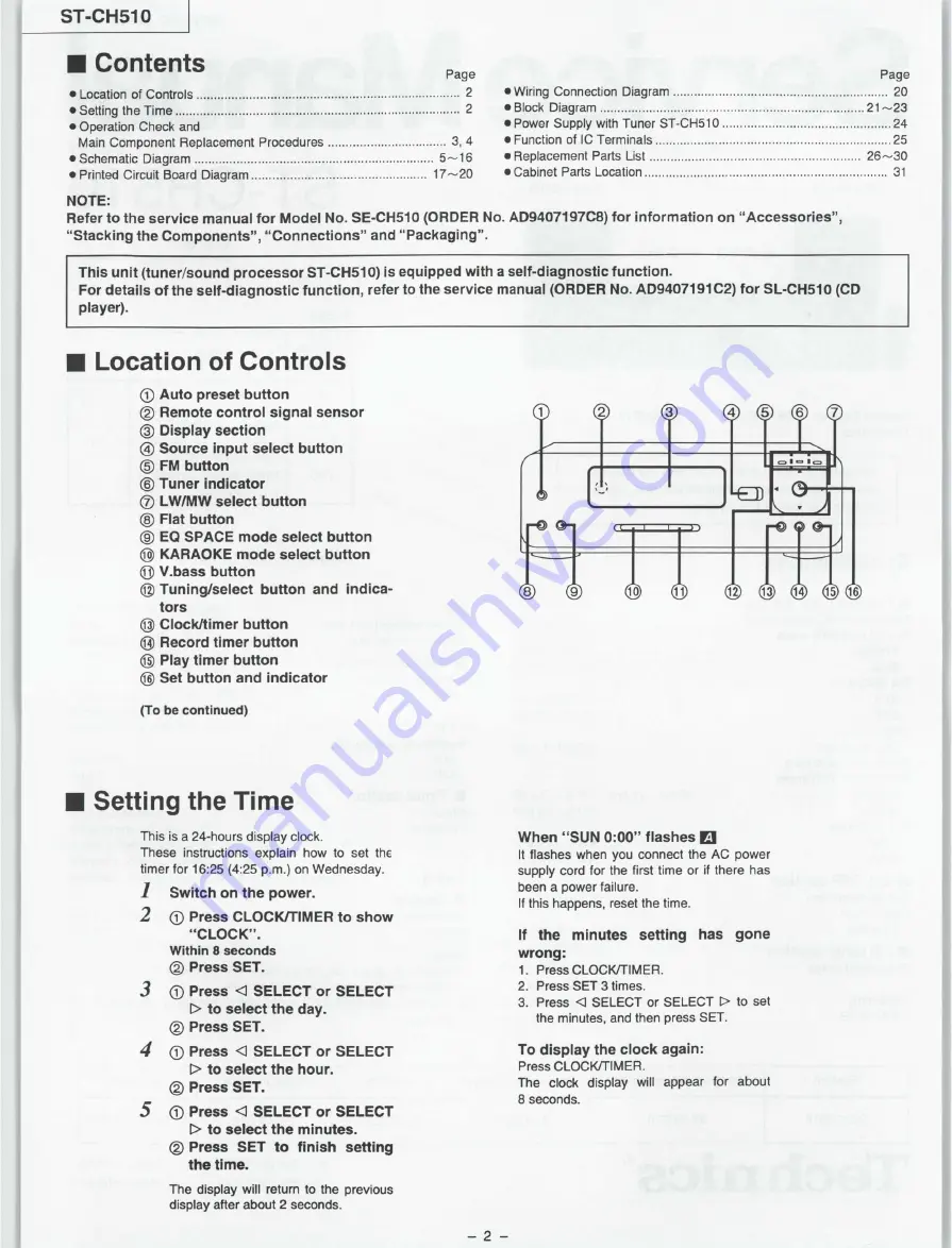 Technics st-ch510 Service Manual Download Page 2