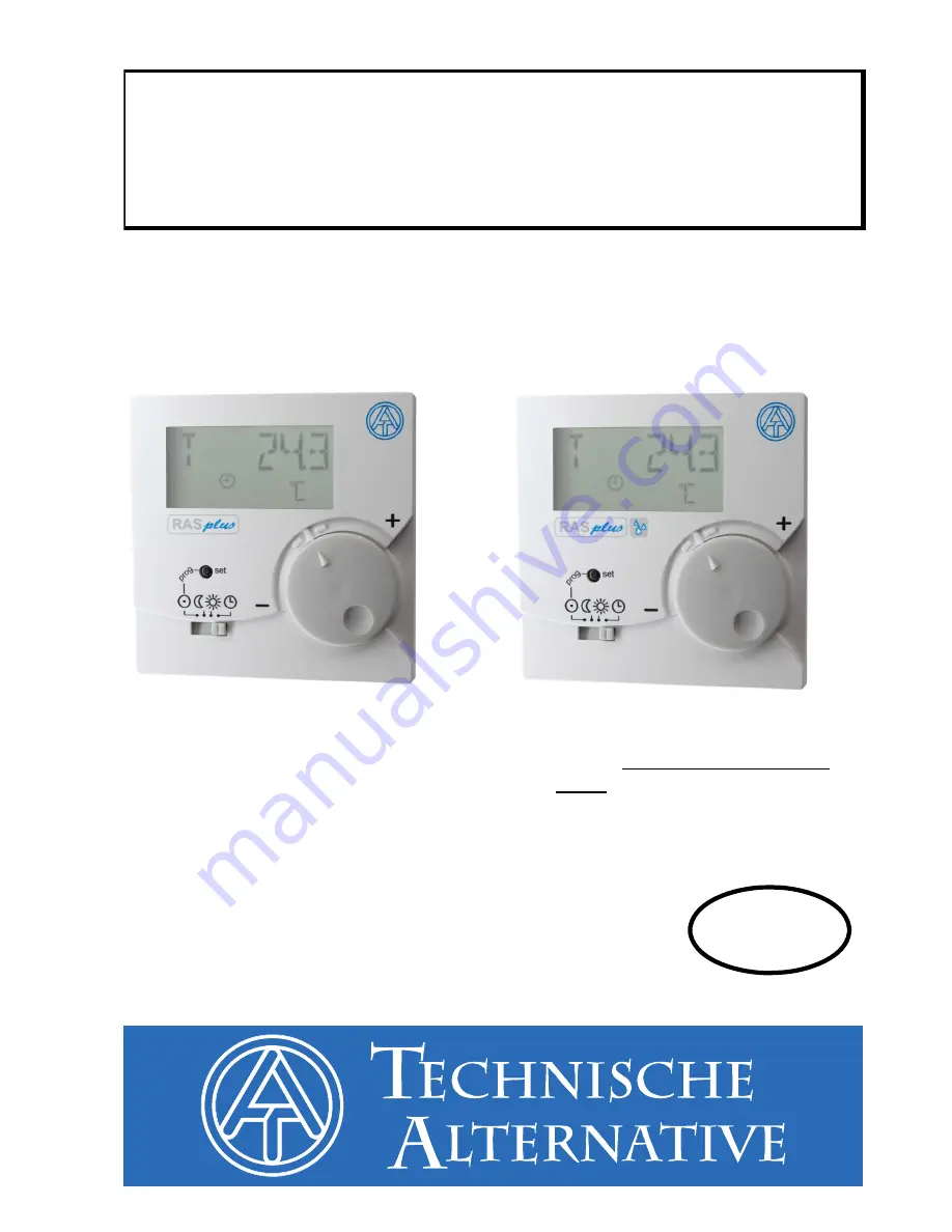 Technische Alternative RAS-PLUS Programming Installation Instructions Download Page 1