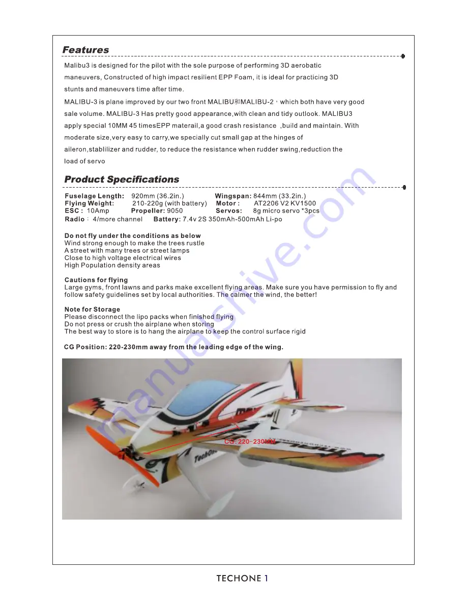 Techone Malibu III User Manual Download Page 2