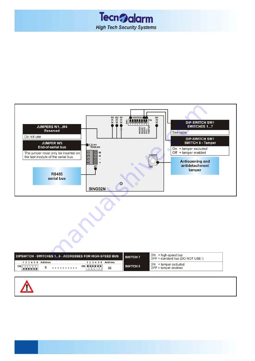 Tecnoalarm TP8-64 BUS Installer Manual Download Page 50