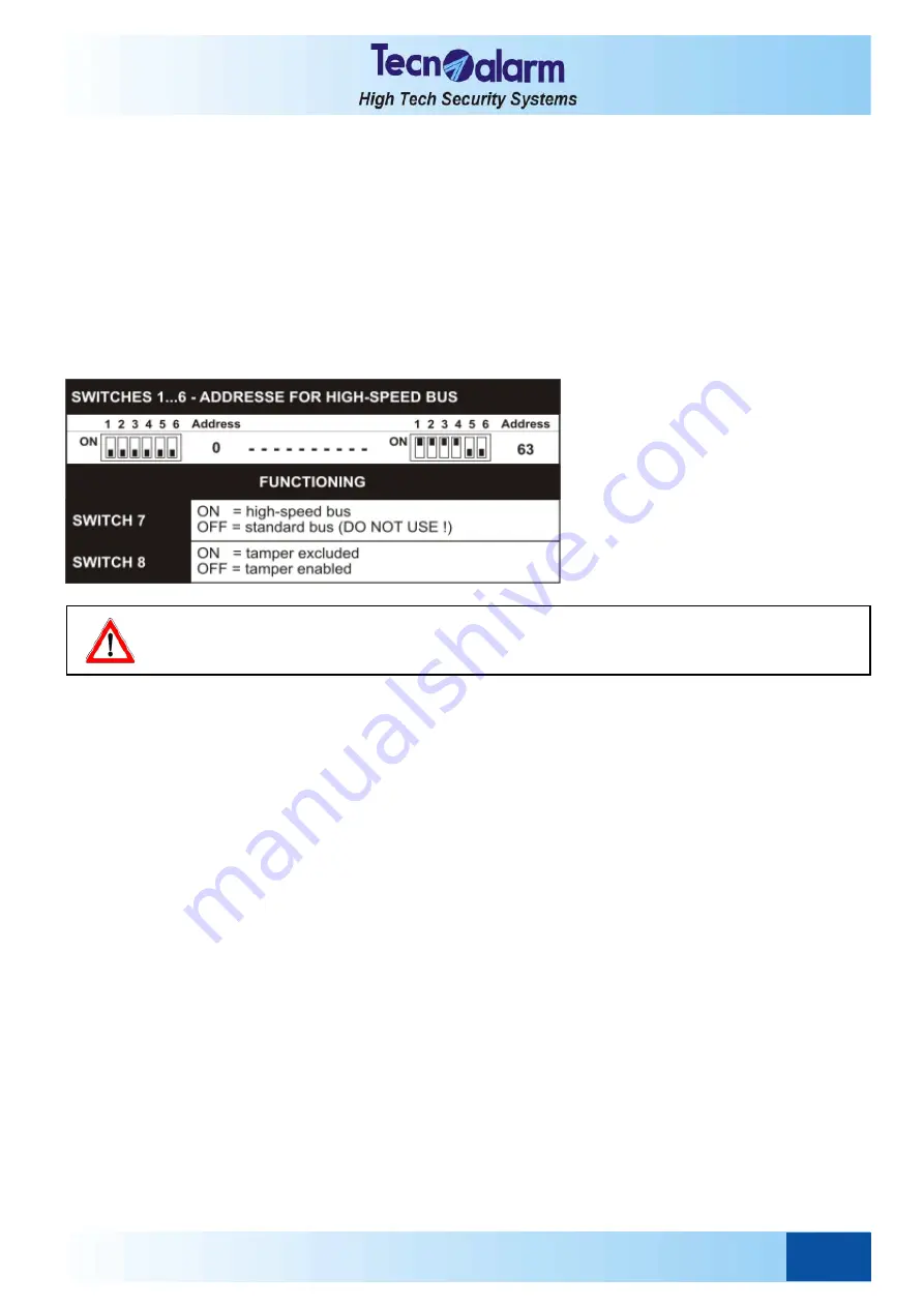 Tecnoalarm TP8-64 BUS Installer Manual Download Page 63