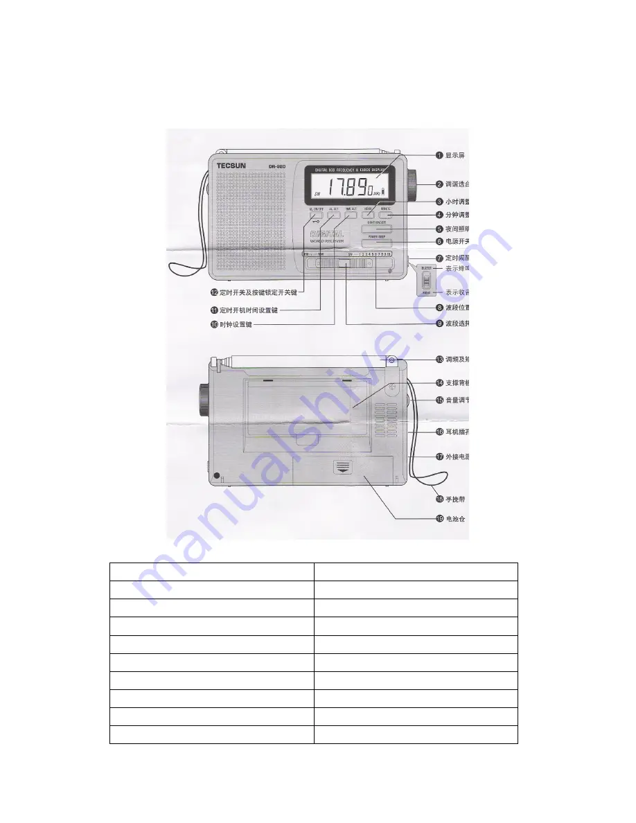 Tecsun DR-920 Скачать руководство пользователя страница 1