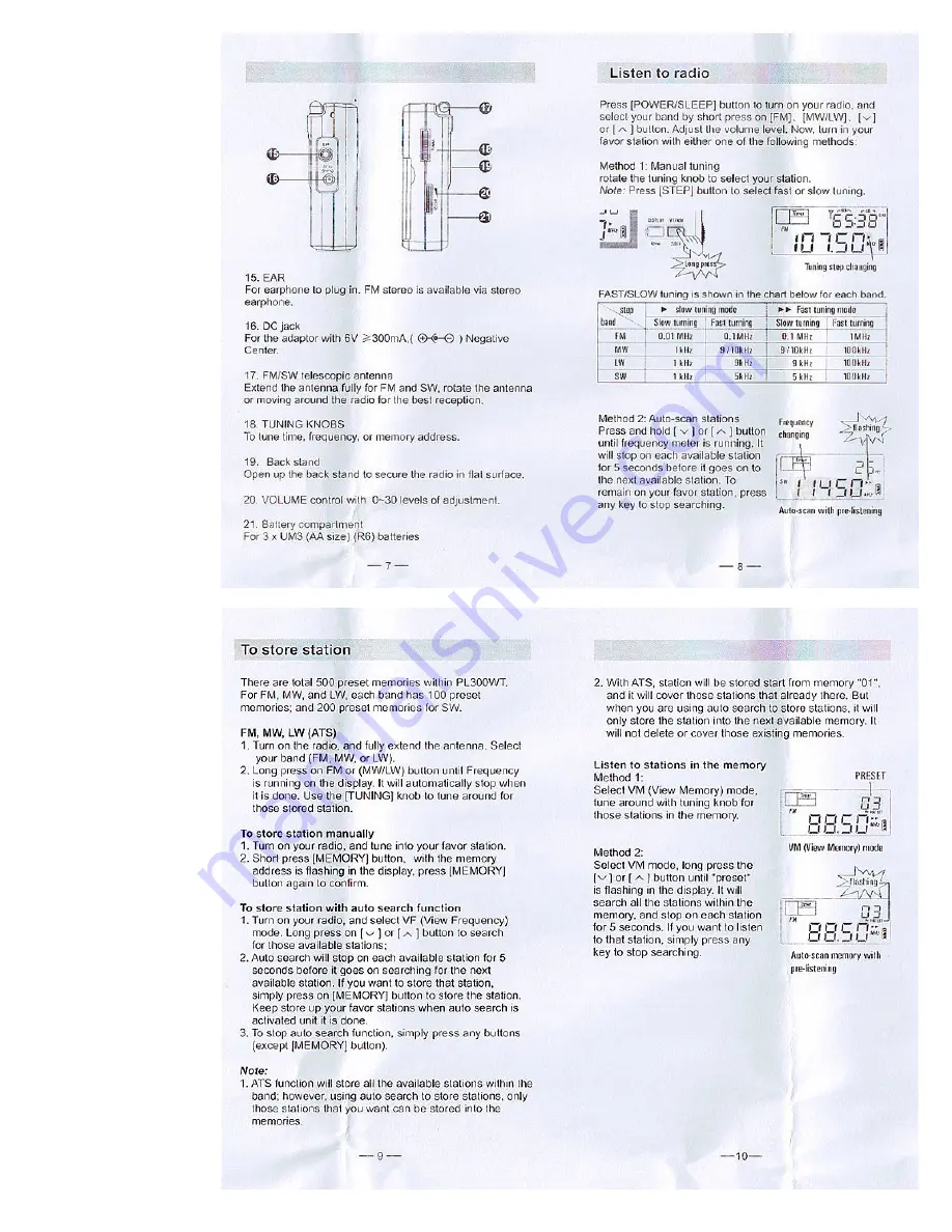 Tecsun PL-300wt Скачать руководство пользователя страница 3