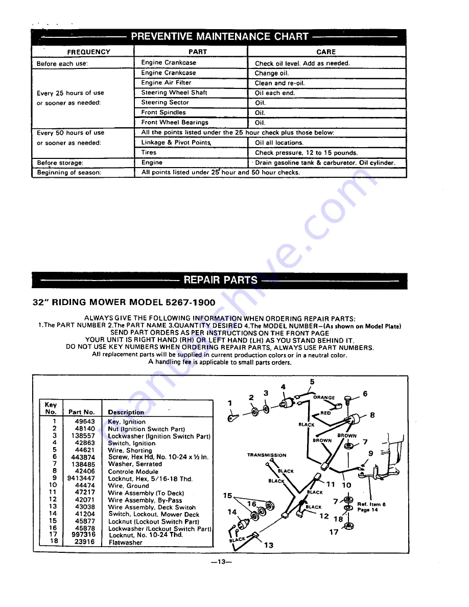 Tecumseh 5267-1900 Owner'S Manual Download Page 13