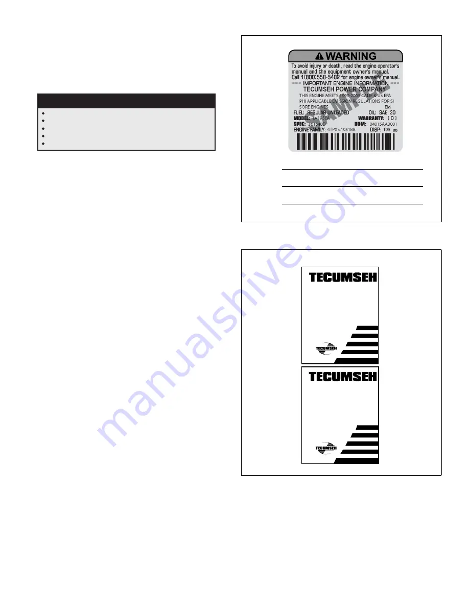 Tecumseh LH318EA Operator'S Manual Download Page 6