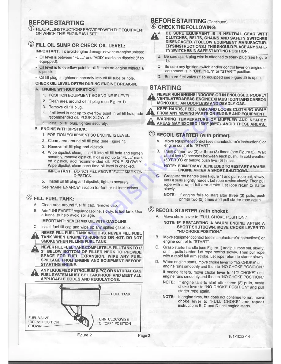 Tecumseh OHH45, OHH50; OHH55; OHH60; OHH65 Operator'S Manual Download Page 2