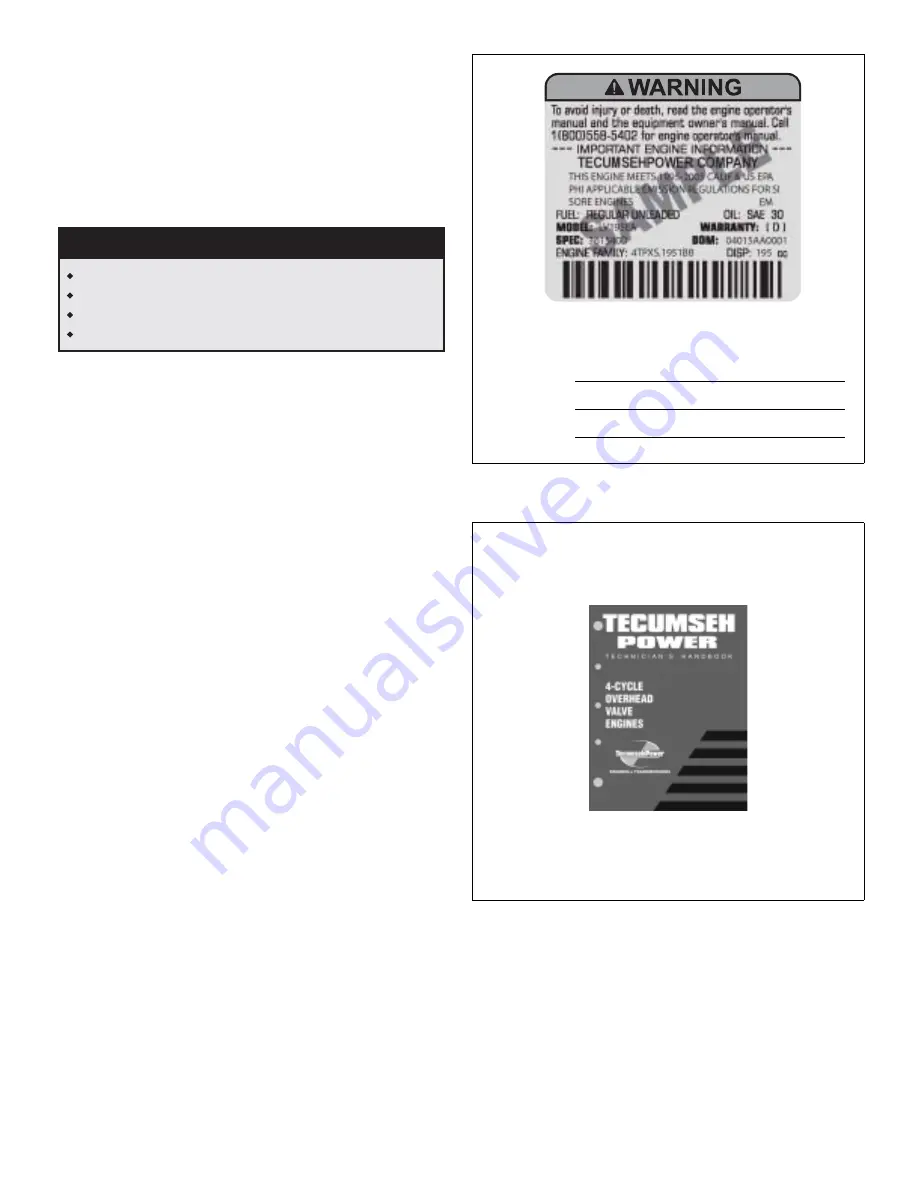 Tecumseh OHV110 Operator'S Manual Download Page 5