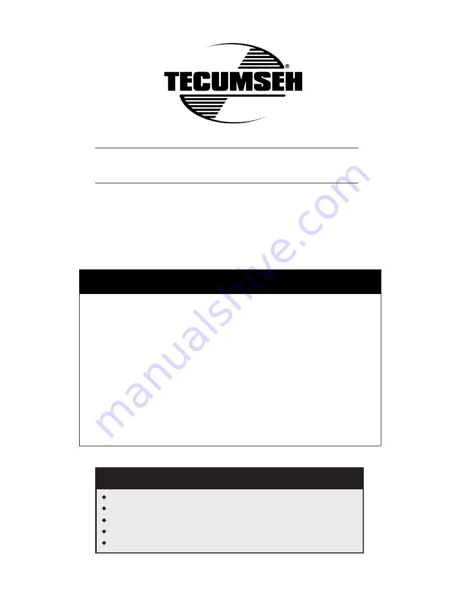 Tecumseh Power OV195EA Operator'S Manual Download Page 1