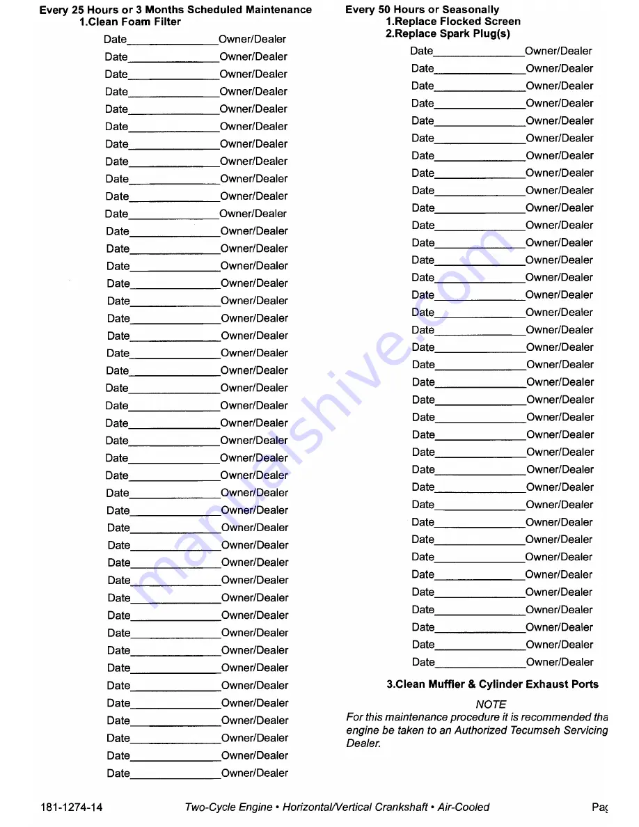 Tecumseh TM049XA Operator'S Manual Download Page 16