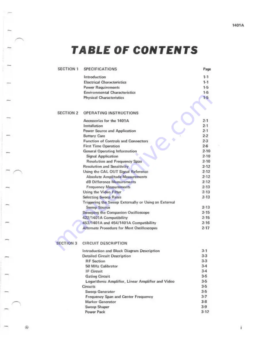 Tektronix 1401A Instruction Manual Download Page 3