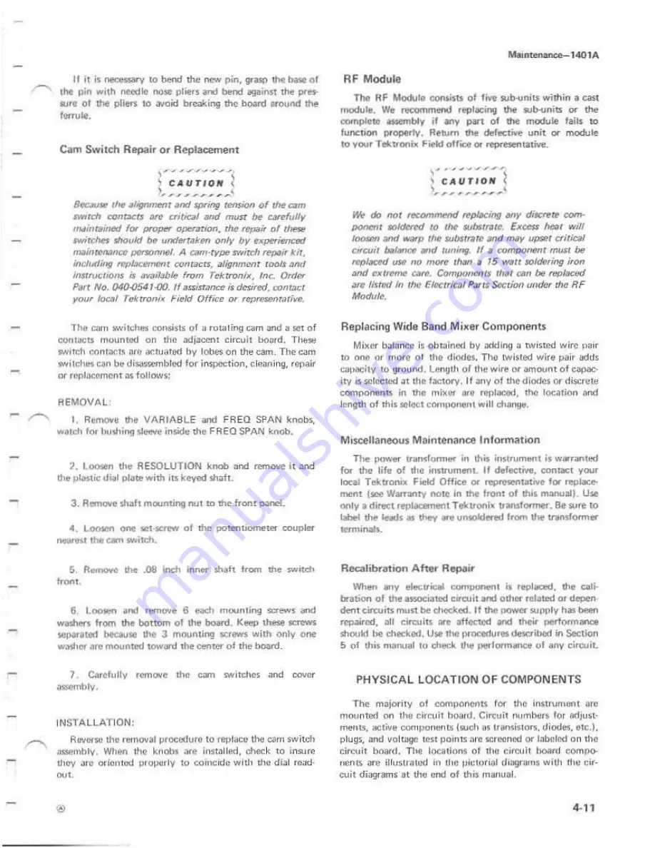 Tektronix 1401A Instruction Manual Download Page 55