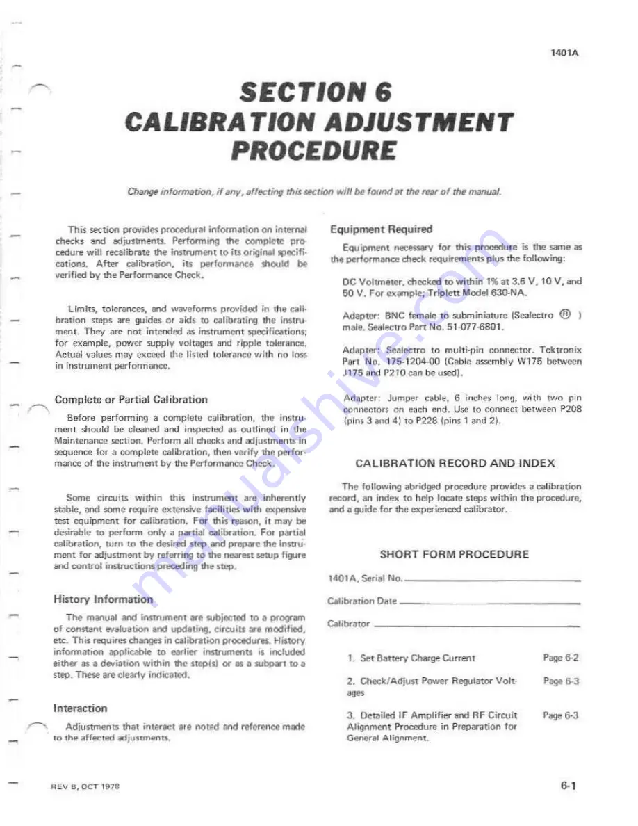 Tektronix 1401A Instruction Manual Download Page 71