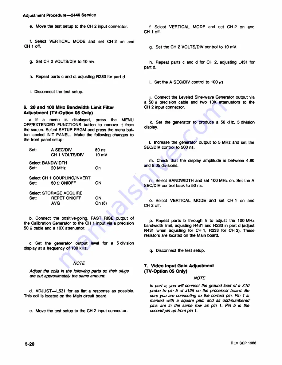 Tektronix 2440 User Manual Download Page 202