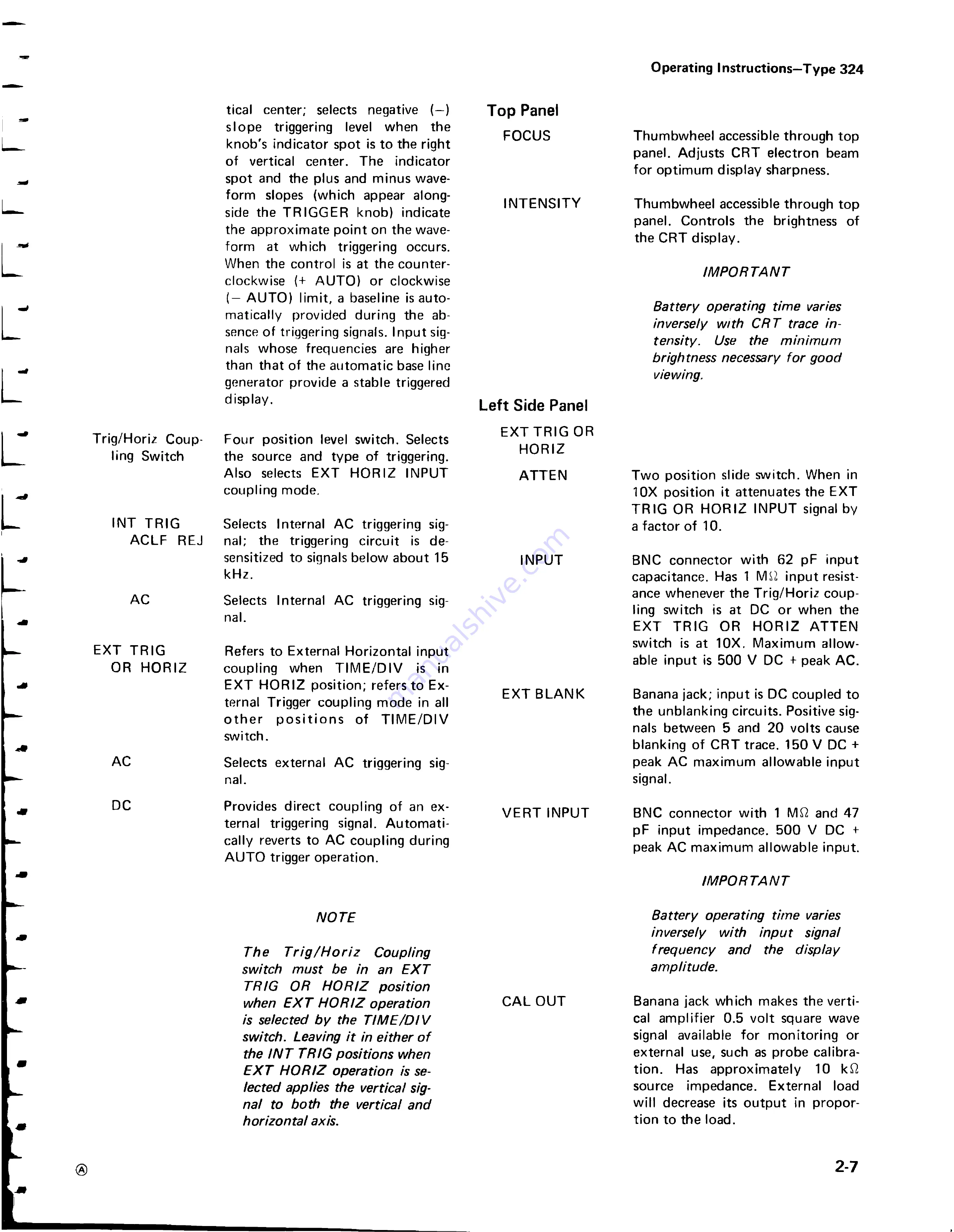 Tektronix 324 Instruction Manual Download Page 19