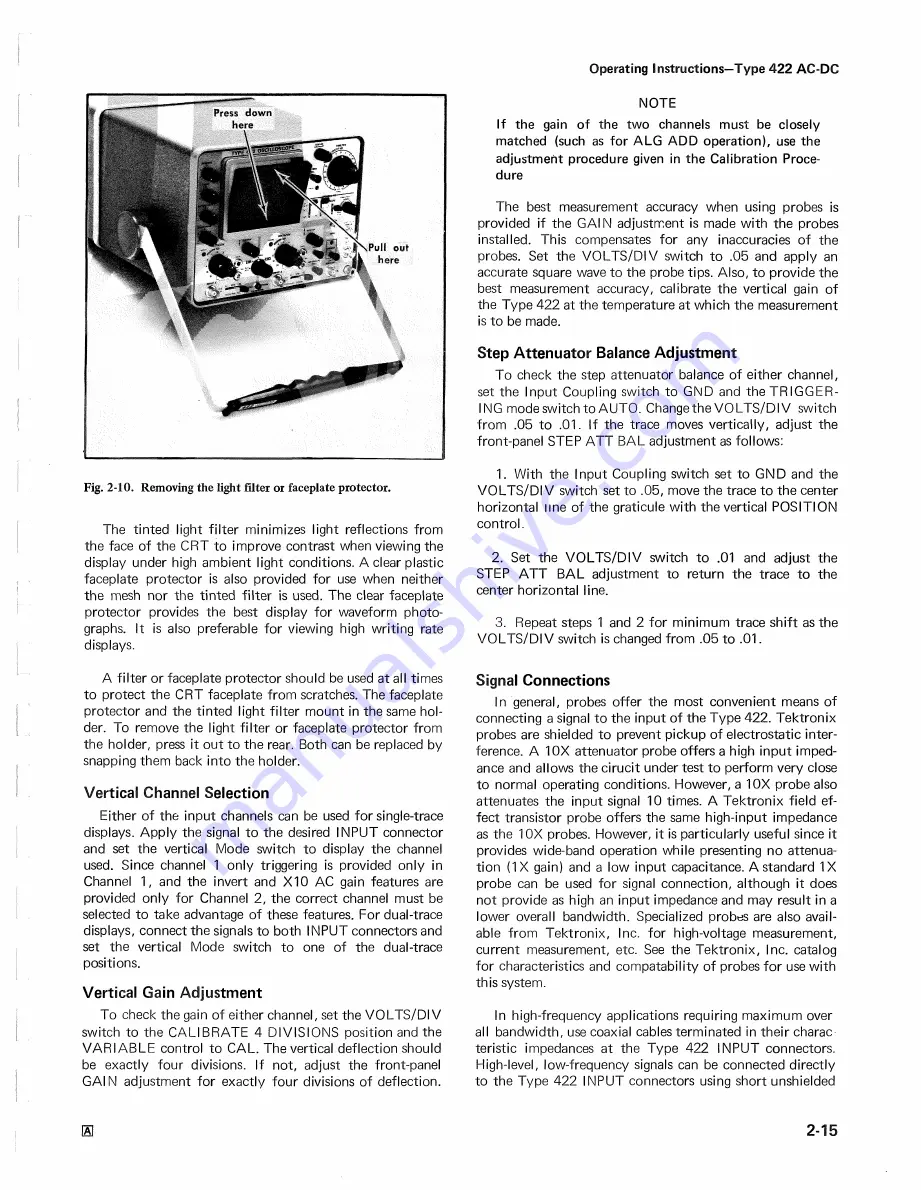 Tektronix 422 Instruction Manual Download Page 25