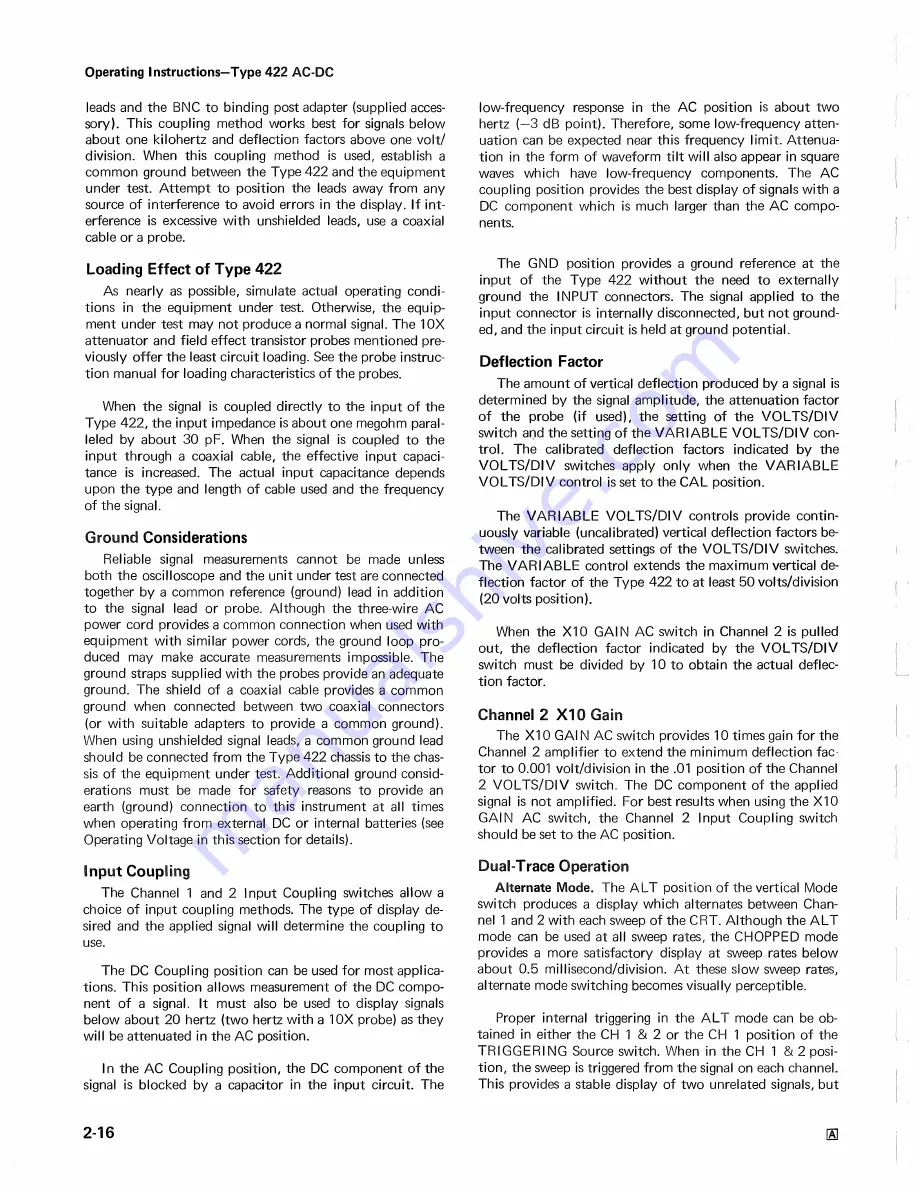 Tektronix 422 Instruction Manual Download Page 26