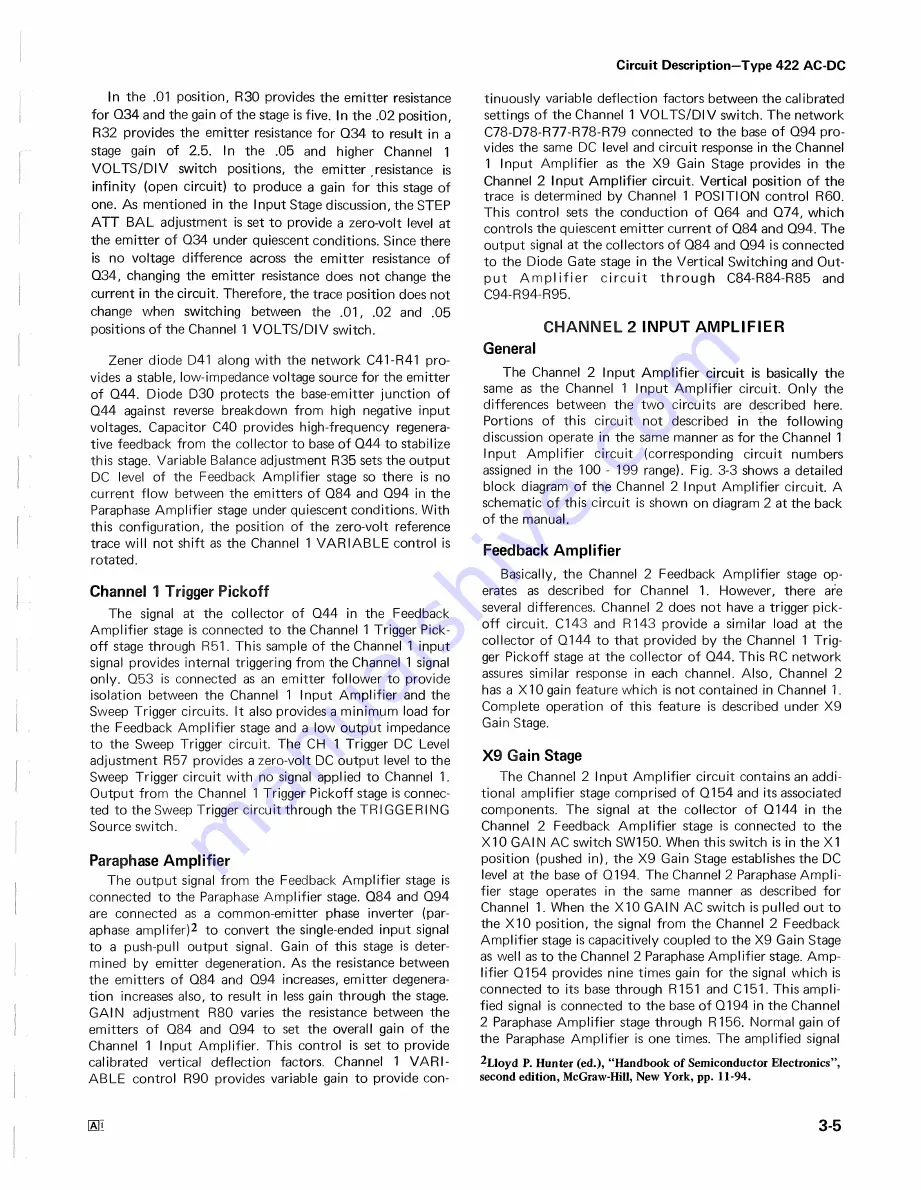 Tektronix 422 Instruction Manual Download Page 43