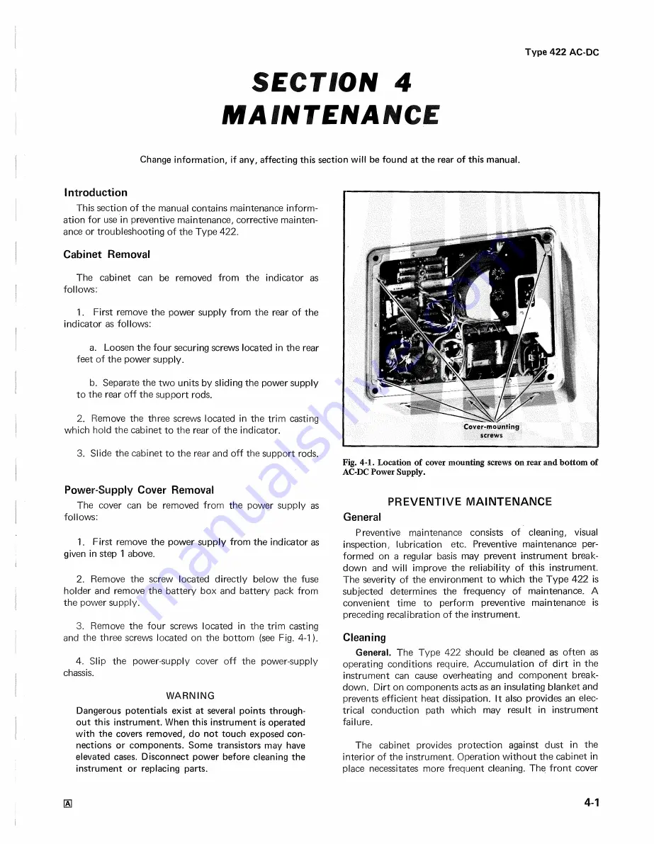 Tektronix 422 Instruction Manual Download Page 69