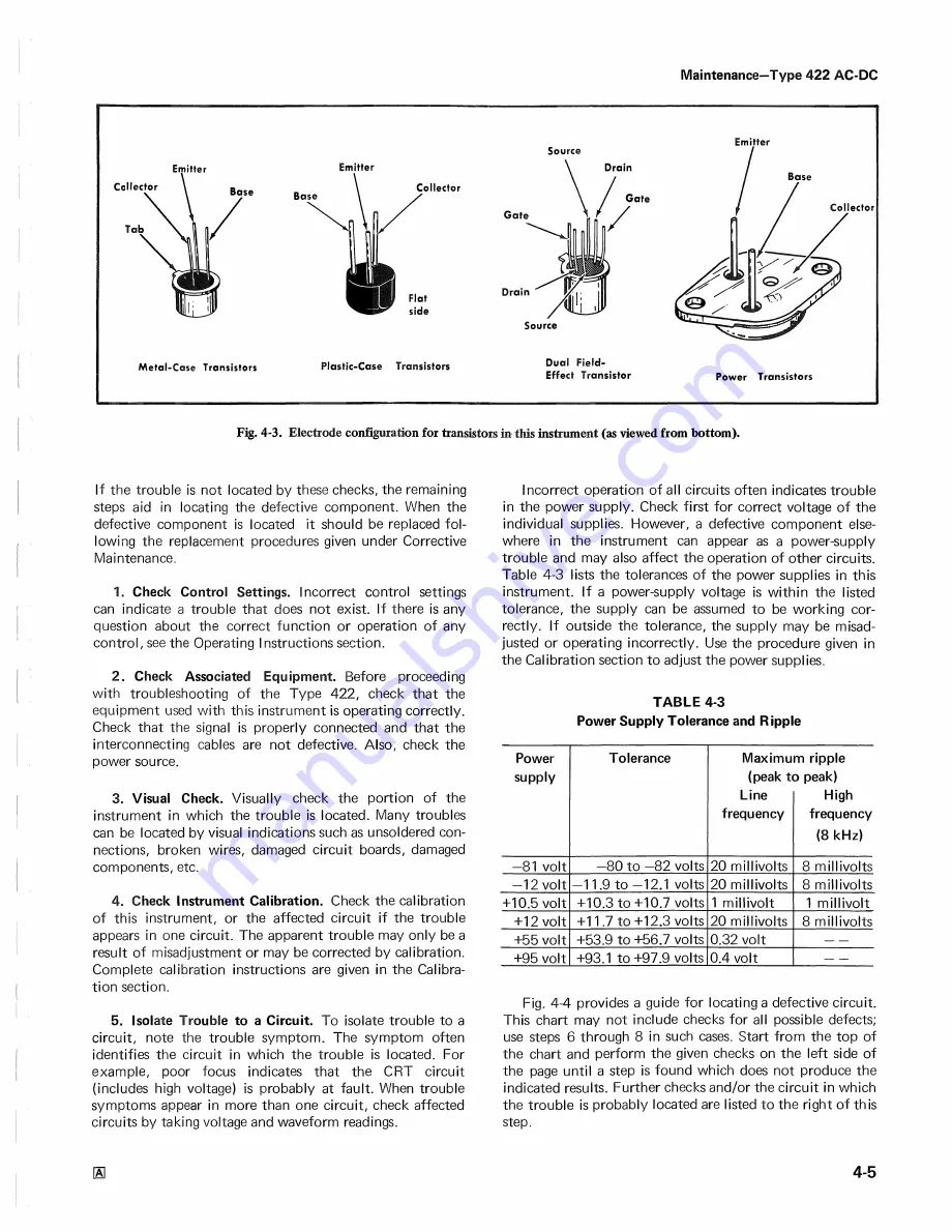 Tektronix 422 Instruction Manual Download Page 73