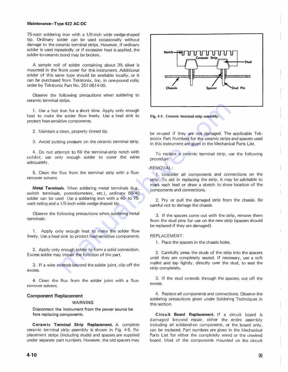 Tektronix 422 Instruction Manual Download Page 78