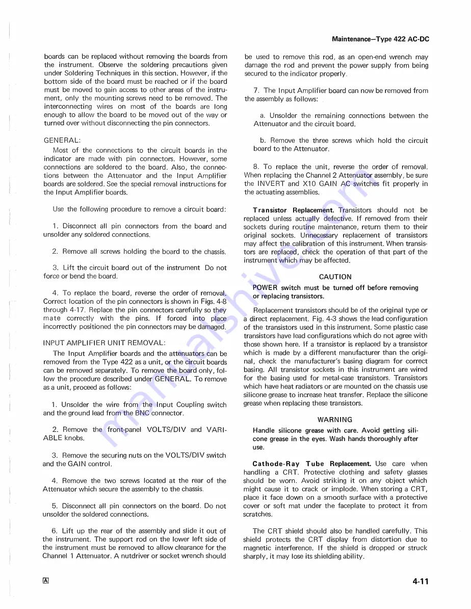 Tektronix 422 Instruction Manual Download Page 79