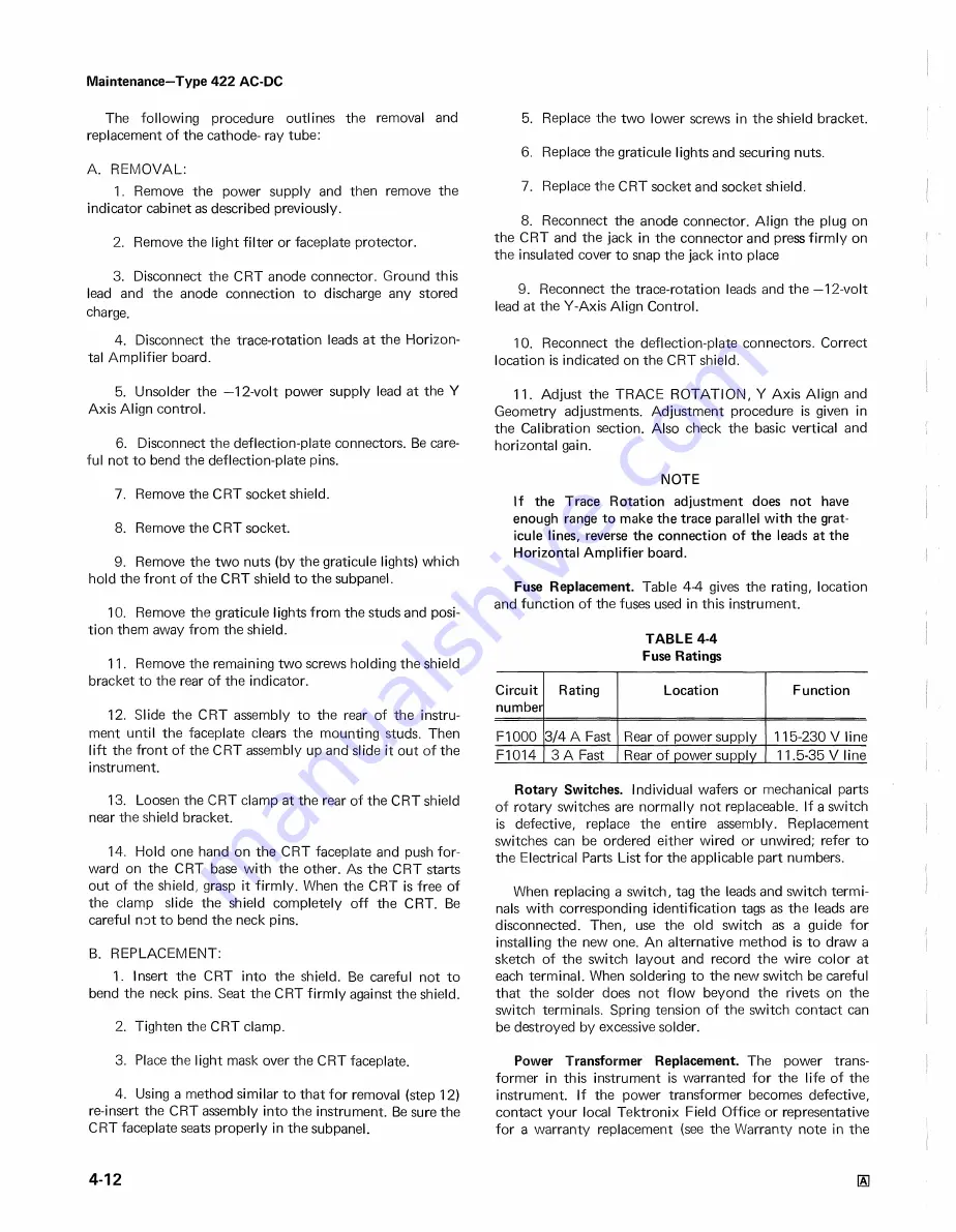 Tektronix 422 Instruction Manual Download Page 80