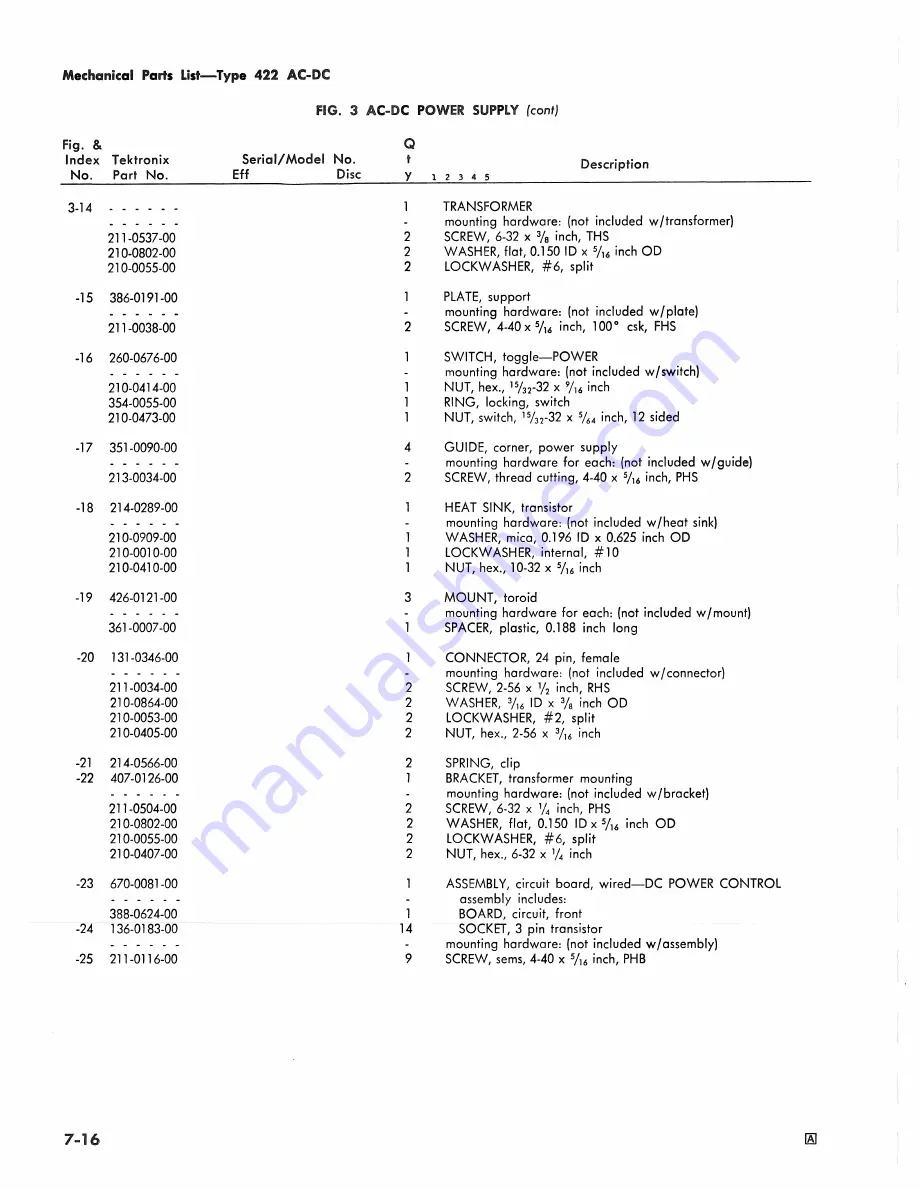 Tektronix 422 Instruction Manual Download Page 176