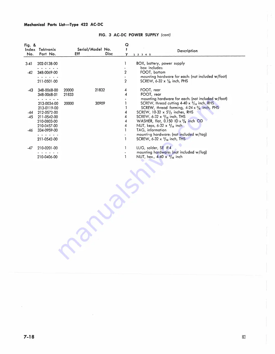 Tektronix 422 Instruction Manual Download Page 178