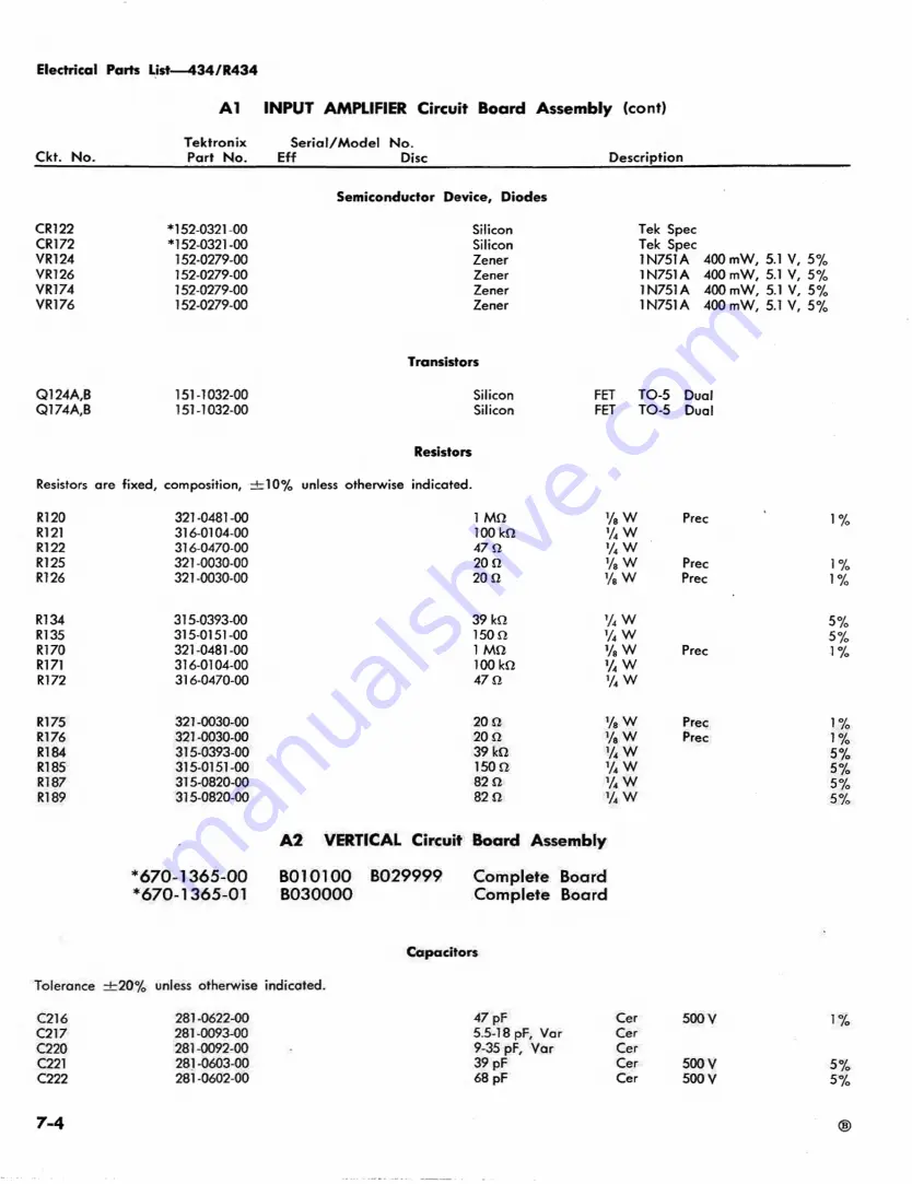 Tektronix 434 Скачать руководство пользователя страница 116