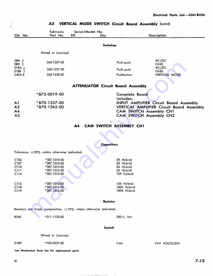 Tektronix 434 Скачать руководство пользователя страница 125