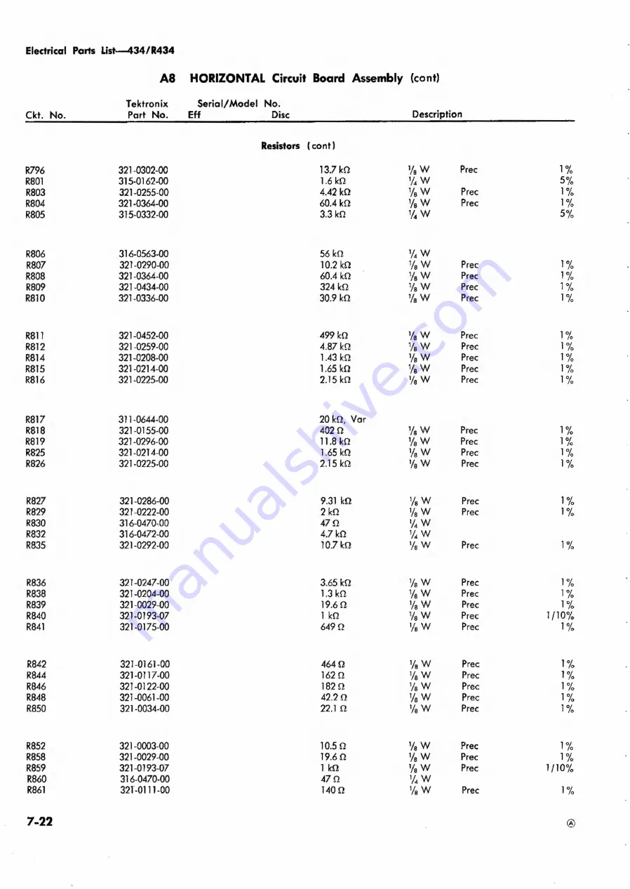 Tektronix 434 Скачать руководство пользователя страница 134