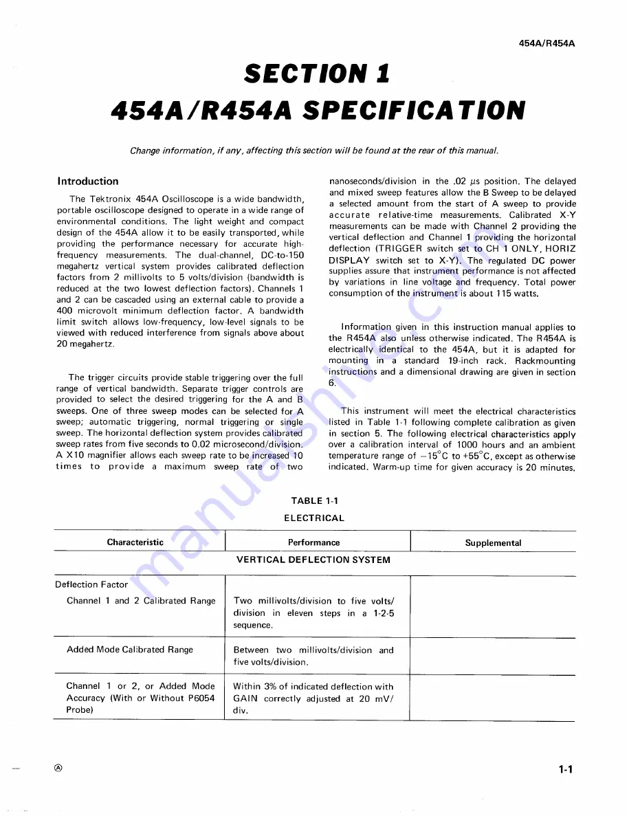 Tektronix 454A Скачать руководство пользователя страница 7