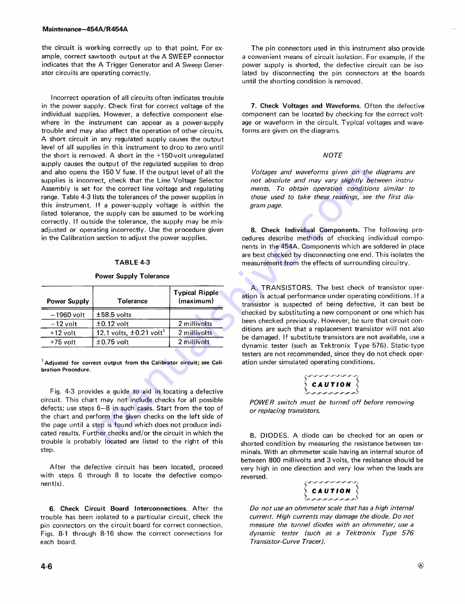 Tektronix 454A Instruction Manual Download Page 104