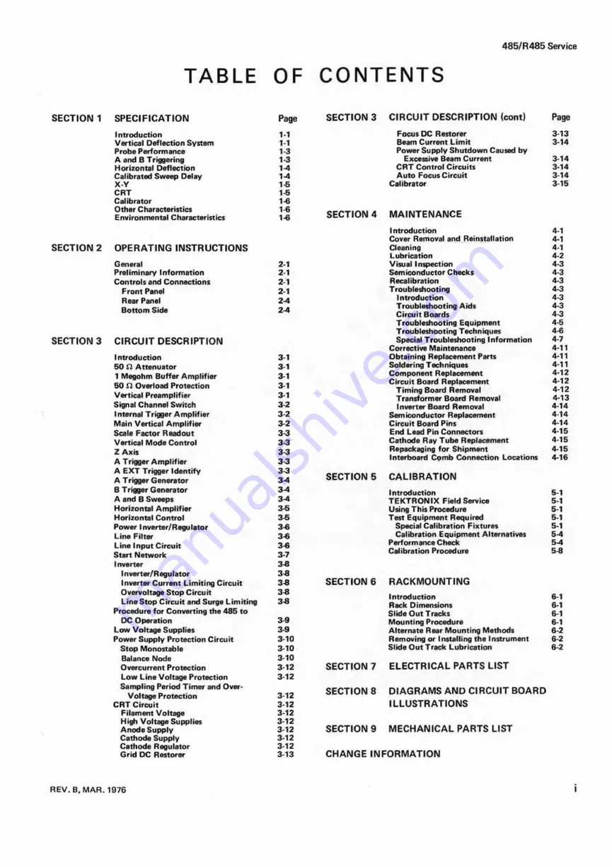 Tektronix 485 Instruction Manual Download Page 2