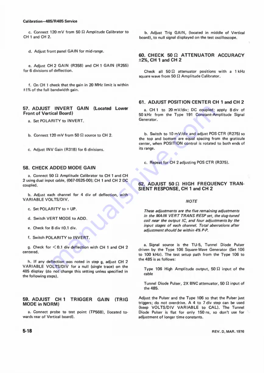 Tektronix 485 Instruction Manual Download Page 62