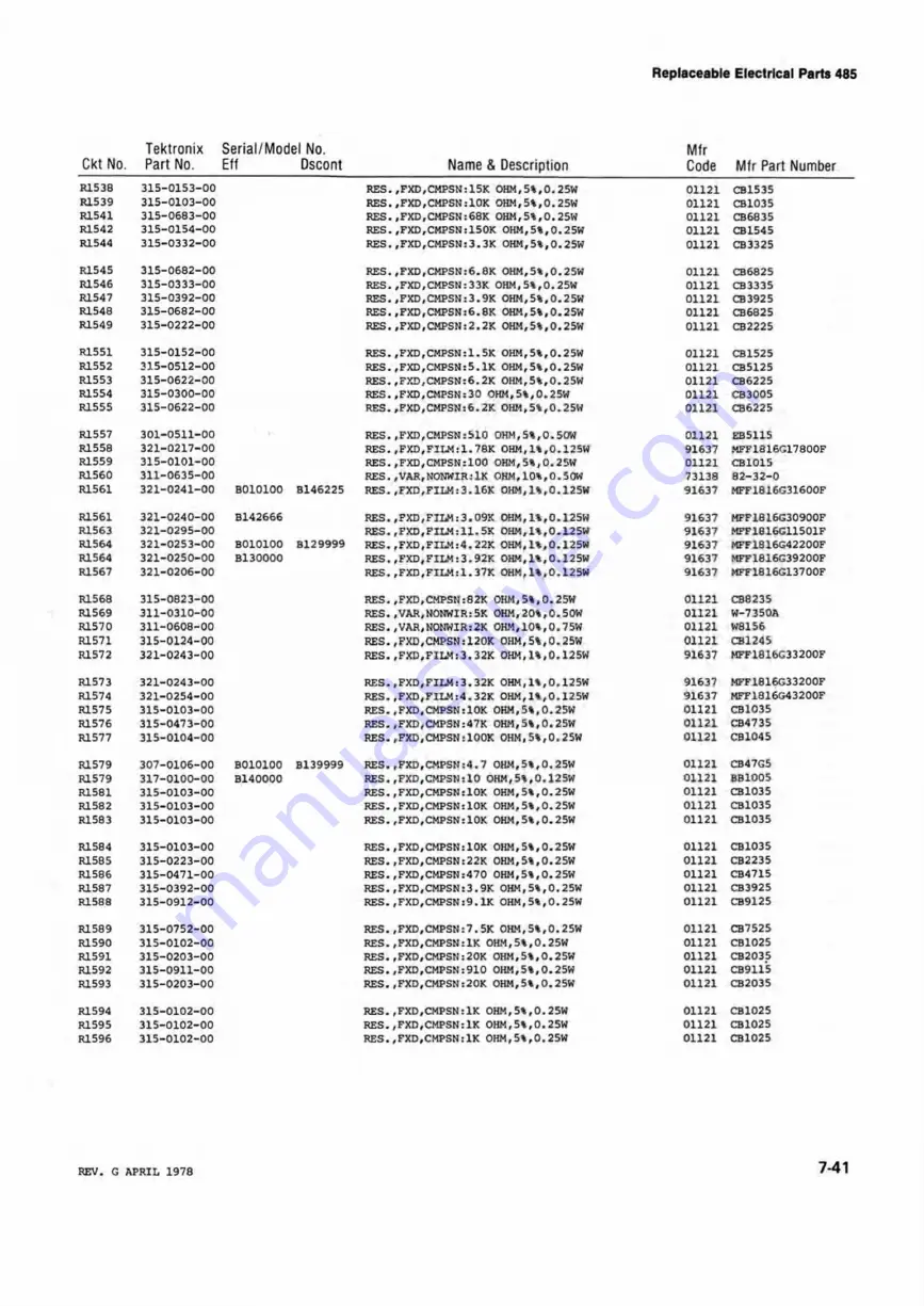 Tektronix 485 Instruction Manual Download Page 115