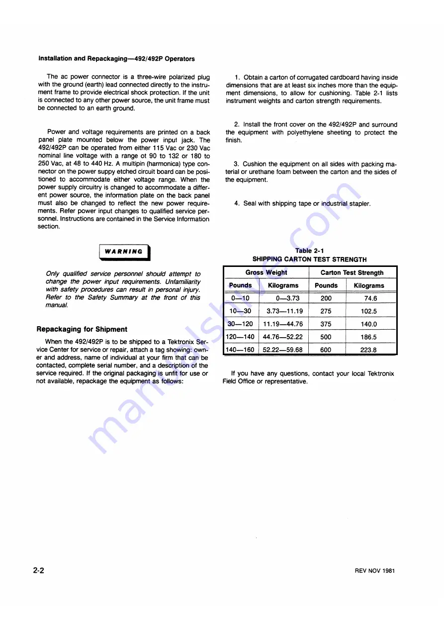 Tektronix 492, 492P Скачать руководство пользователя страница 36