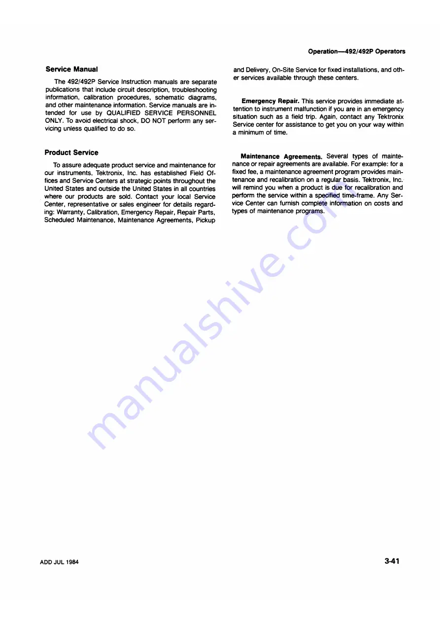 Tektronix 492, 492P Operator'S Manual Download Page 77