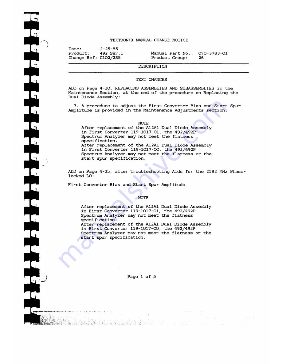 Tektronix 492, 492P Service Manual Download Page 289