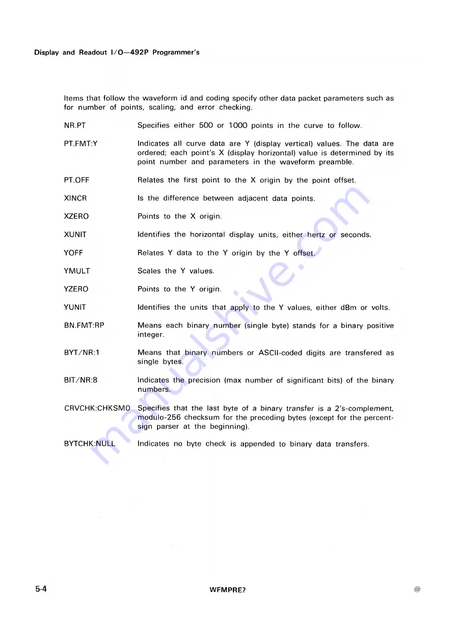 Tektronix 492P Programmer'S Manual Download Page 88