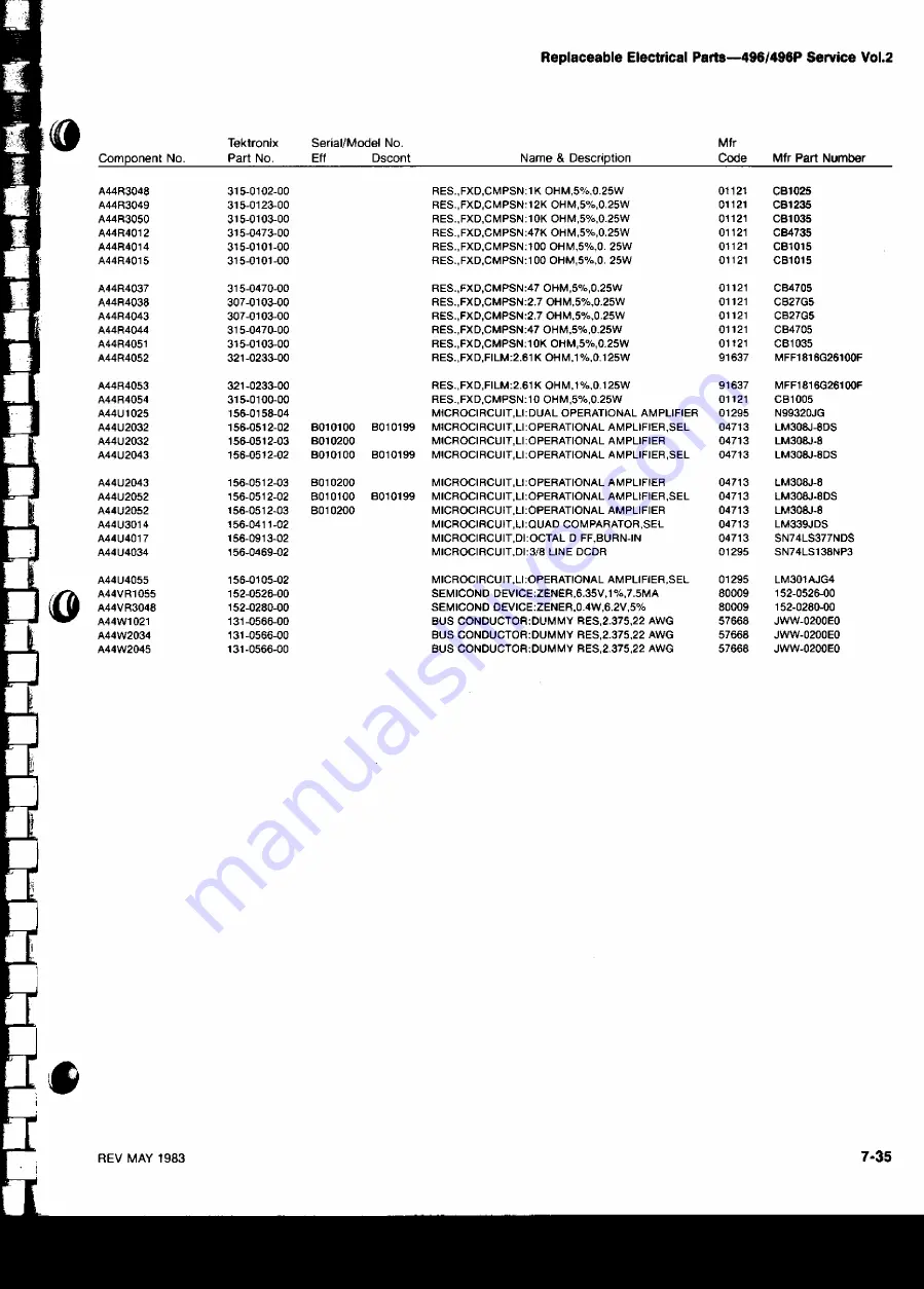 Tektronix 496 Instruction Manual Download Page 41