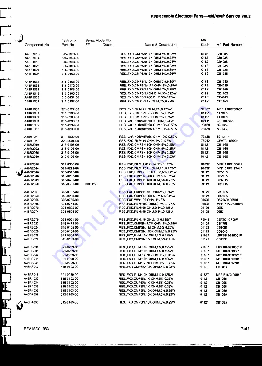 Tektronix 496 Instruction Manual Download Page 47