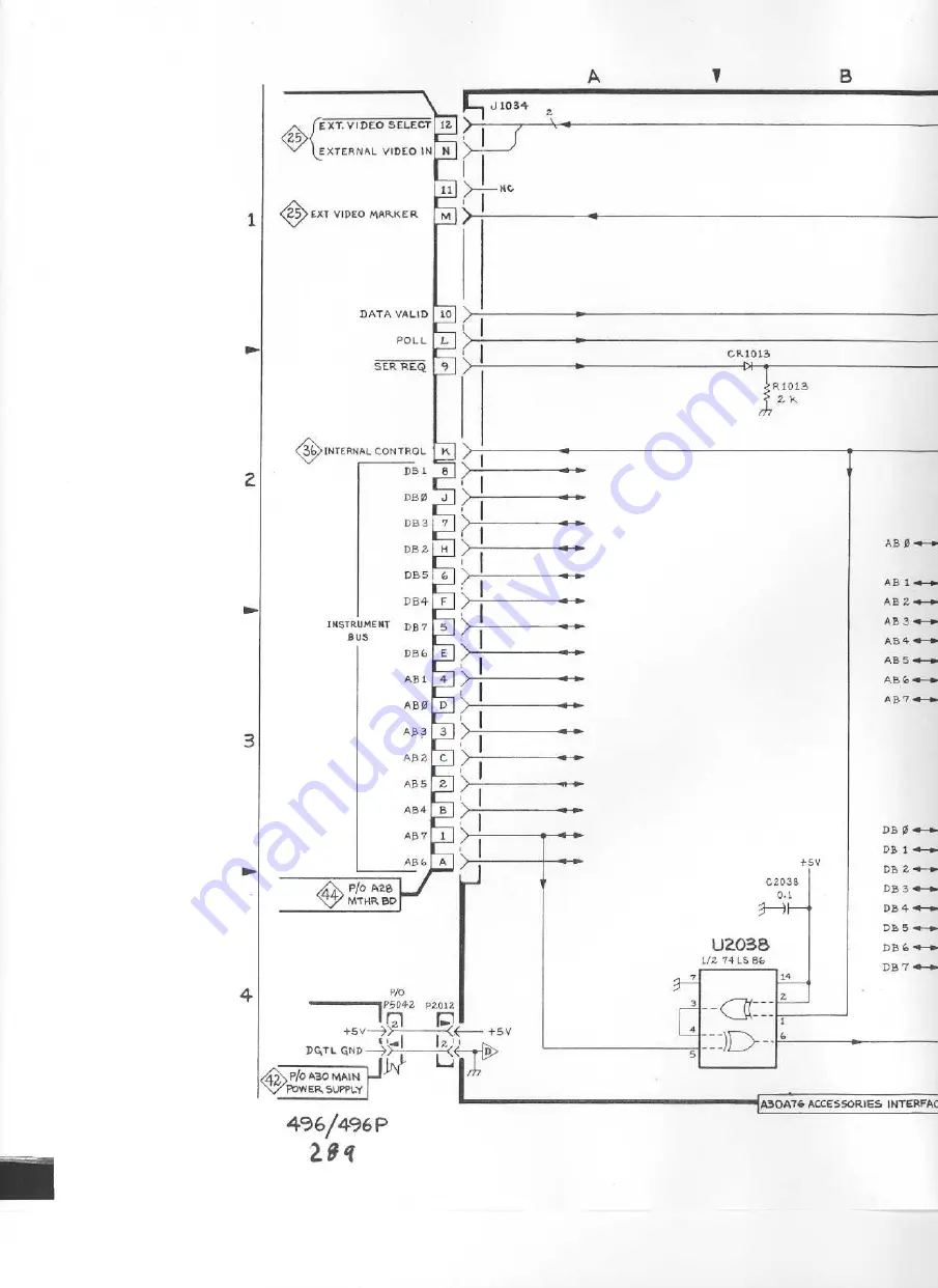 Tektronix 496 Instruction Manual Download Page 288