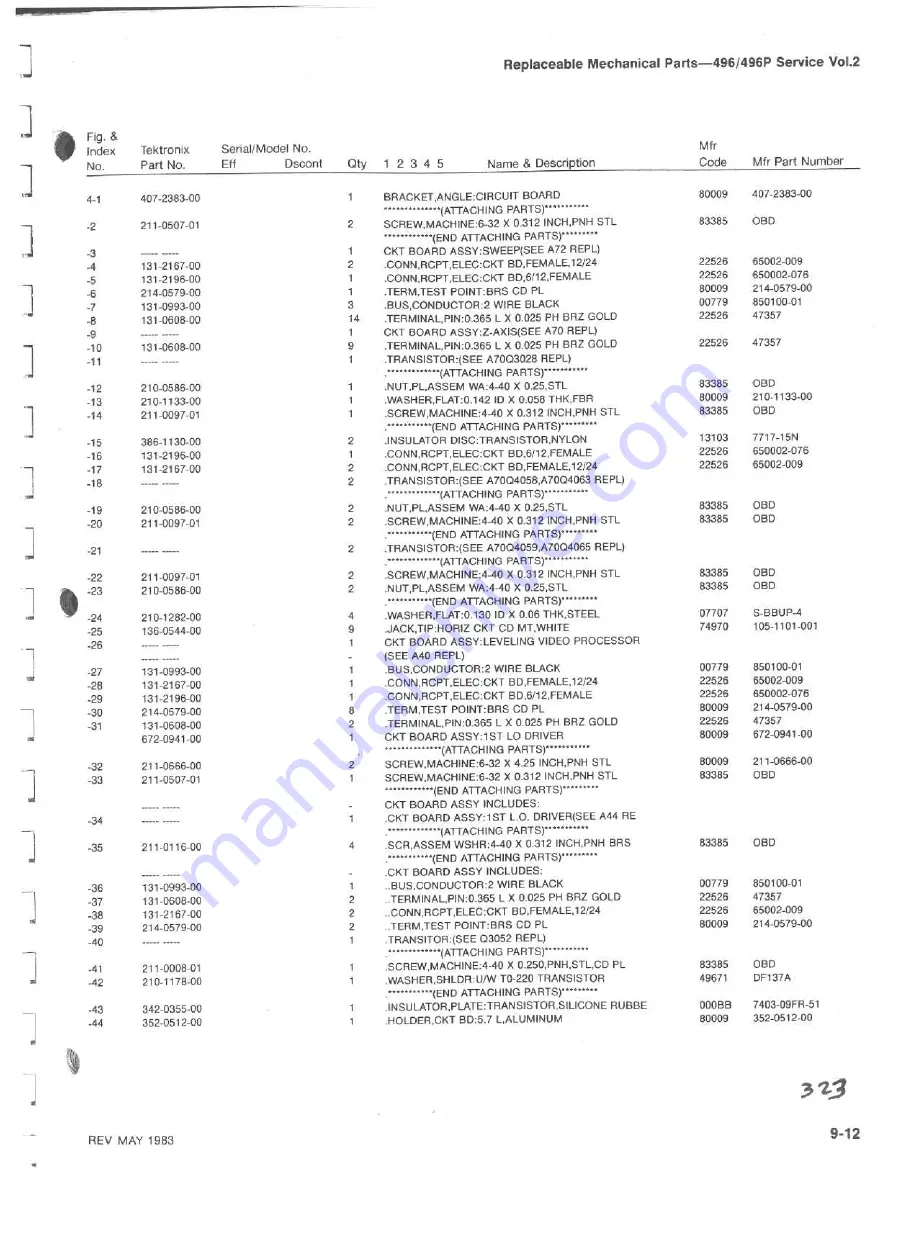 Tektronix 496 Instruction Manual Download Page 322