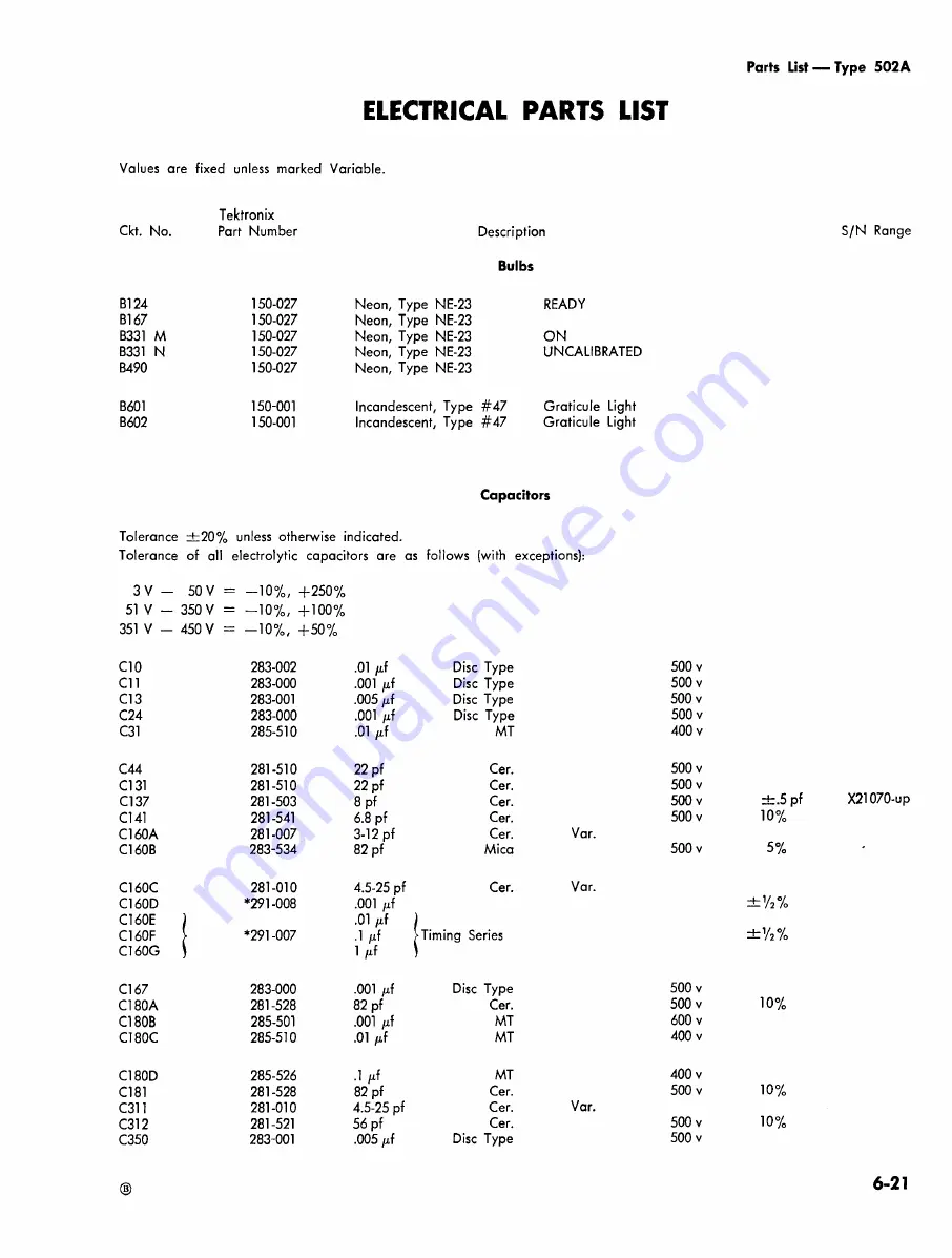 Tektronix 502A Instruction Manual Download Page 77