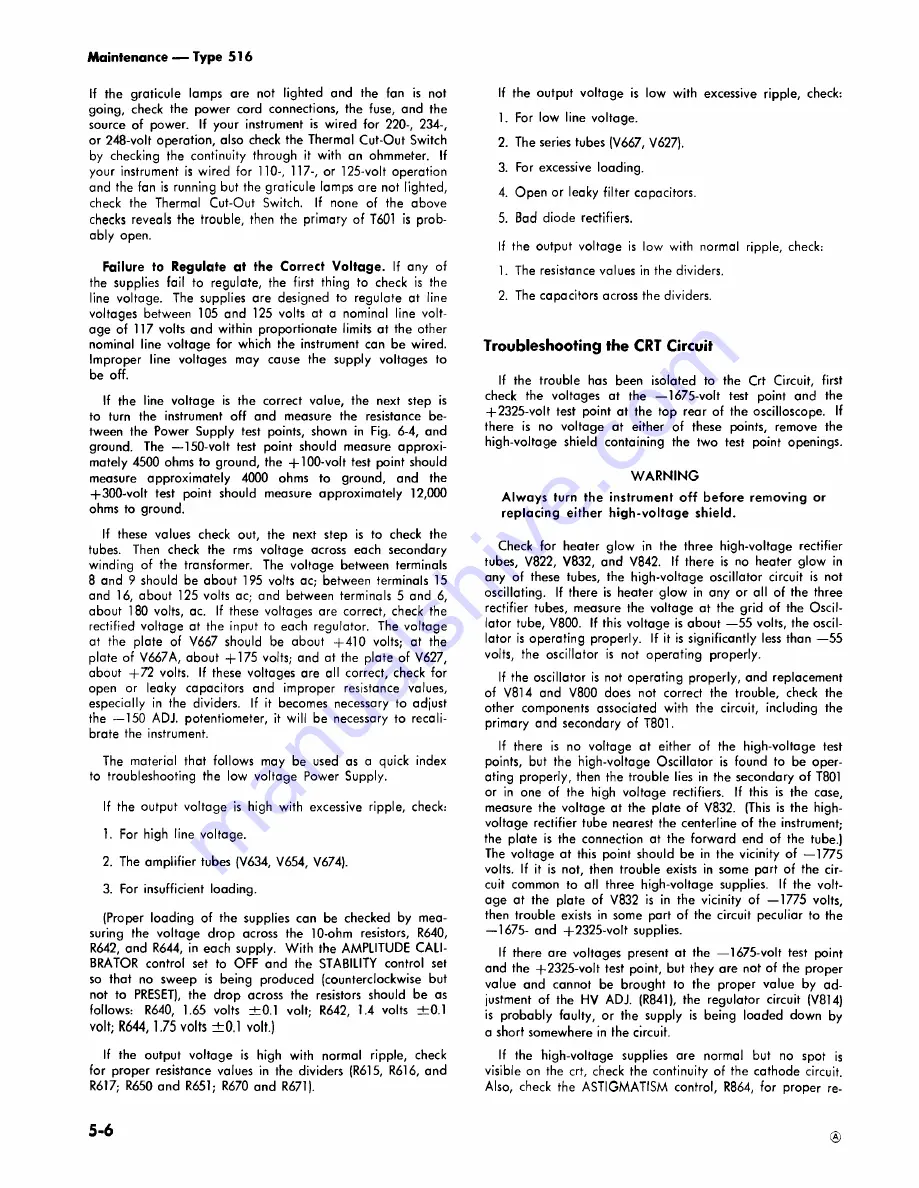 Tektronix 516 series Instruction Manual Download Page 35