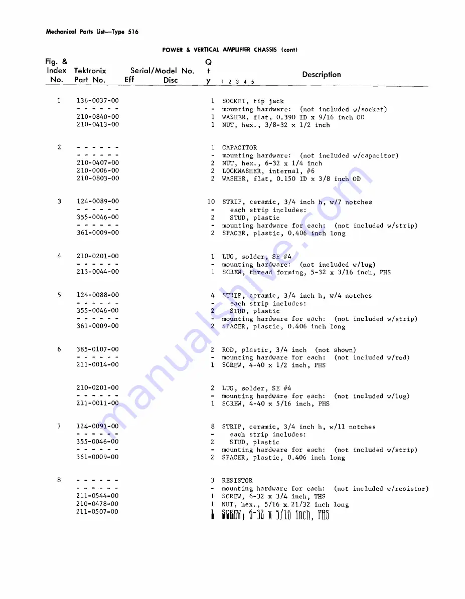 Tektronix 516 series Instruction Manual Download Page 79