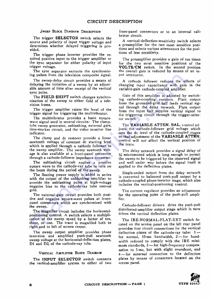 Tektronix 524AD series Instruction Manual Download Page 14