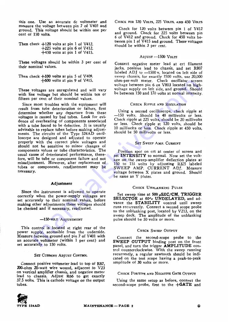 Tektronix 524AD series Instruction Manual Download Page 24